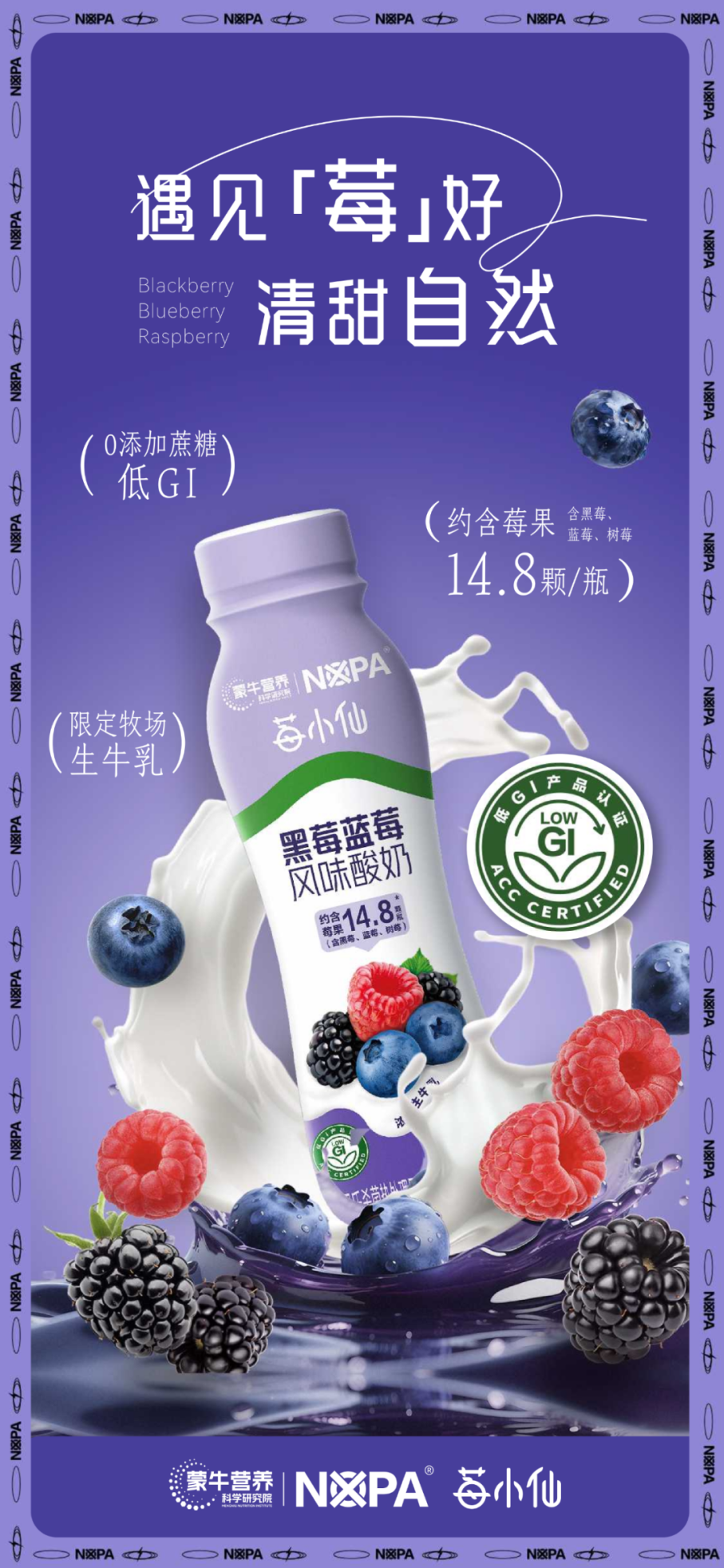 首款低GI权威认证的黑莓蓝莓风味酸奶
